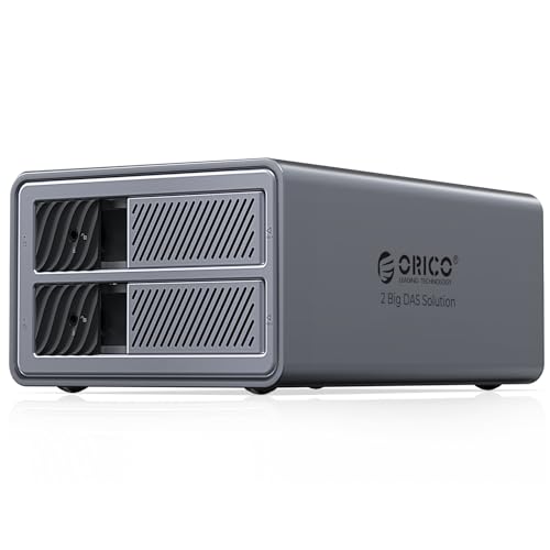 ORICO Aluminium RAID Festplatten Gehäuse für 2 Festplatten, USB 3.0 HDD Dockingstation für 3,5 Zoll HDD bis zu 2X 22TB, Unterstützt RAID 0/1 (9828RU3)