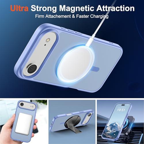 Image of SUPFINE Magnetic for iPhone Air Case (Compatible with MagSafe)(Military Grade Drop Protection) Slim Translucent Matte Shockproof with Anti-Fingerprint Phone Cover for 17 Air,Blue Purple