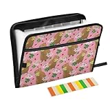 ALAZA Capybara Flower Strawberry Fruit Expandable Filing Folder Storage Organiser Box Files, 13 Pockets Zip Filing Folders for Home or Office Documents