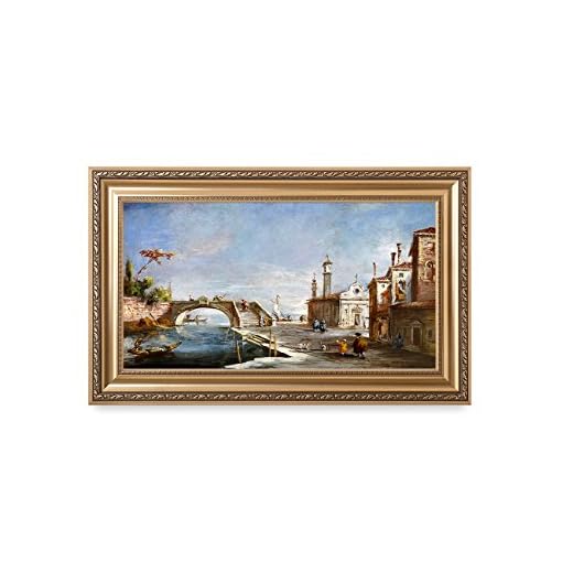 DECORARTS - Canal in Venice, Francesco Guardi Art Reproductions. Giclee Printed w/Embossed Golden Frame for Home Wall Art Decor, Framed Size: 36x22