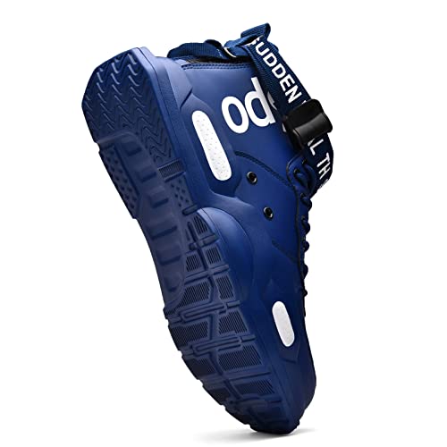 Johncool Men's Fashion Sneakers Lace Up High Top Walking Shoes Sport Casual Shoes Stylish Running Athletic Blue #TOP3