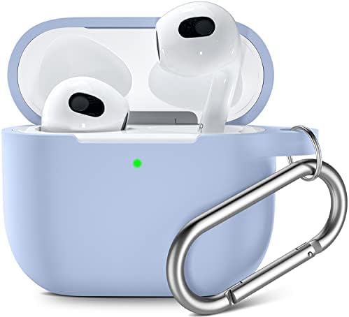 Upeak Compatible with AirPods 3rd Generation Case 2021, Fully Wrapped Silicone Protective Case Cover Shock Absorption for Apple AirPods 3 Case, With Keychain, Blue Green
