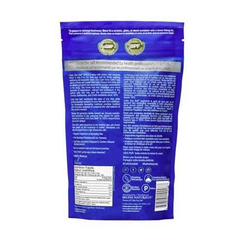 Celtic Sea Salt - 重要なミネラル ブレンド ジッパーのついた袋ライト グレー セルティック - 1 lb。