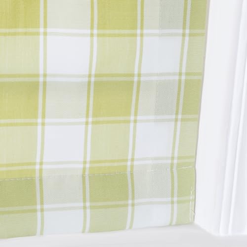 Image of TWOPAGES No Drill Cordless Buffalo Check Roman Shades Roman Blinds for Kitchen Windows, Customized Room Darkening Country Plaid Blinds Farmhouse Shades, Olivine Bordered Plaid, 1 Piece