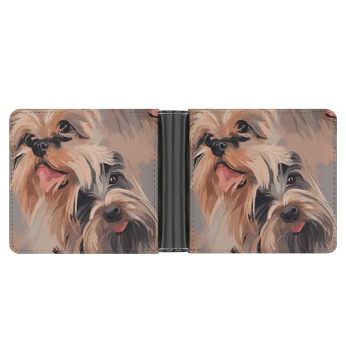 Cute Yorkshire Terrier Funny Billfold Wallet Credit Card Holder Slim Passcase Pouch Purse for Men Women
