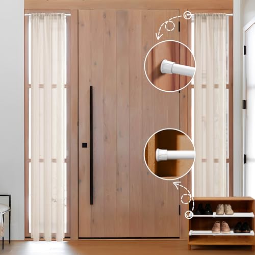 Image of AIZESI 4PCS White Spring Tension Rods 12 to 19 Inch Adjustable Short Curtain Rods Tension Extendable Curtain Rod Mini Tension Rods for Small Windows Closet Cupboard
