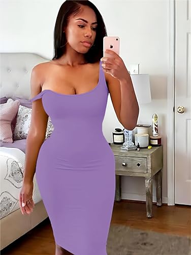 Image of Nimsruc Women Casual Sexy Tank Top Bodycon Dress Summer Pencil Sleeveless Basic Midi Club Dresses