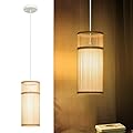 Lumivill Bamboo Pendant Light - Mini Pendant Lights Bedroom - Natural Elegant Woven Pendant Light; Wood Pendant Light for Home Decor