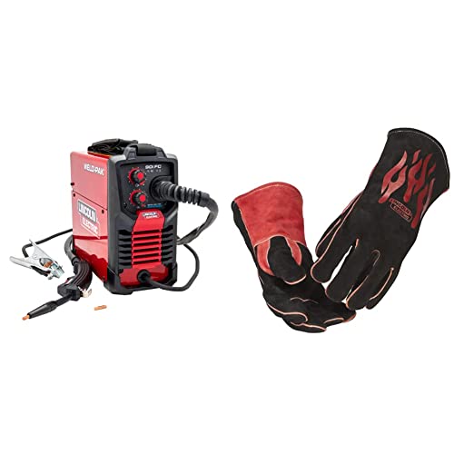 Image of Lincoln Electric 90i FC Flux Core Wire Feed Weld-PAK Welder, 120V Welding Machine, Portable w/Shoulder Strap, Protective Metal Case, Best for Small Jobs, K5255-1 & Traditional MIG/Stick Welding Gloves