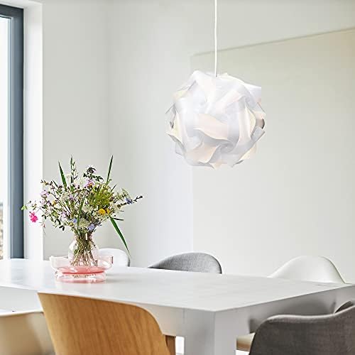kwmobile DIY Puzzle Lamp Shade - Modern IQ Jigsaw Light in 30 Pieces min. 15 Different Designs - Diameter Approx. 15.7 in / 40 cm - White in Size XL