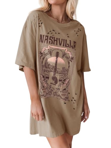 Imily Bela Womens Nashville Oversized T Shirts Country Concert Outfits Hollow Out Guitar Graphic Tees Vintage Tops