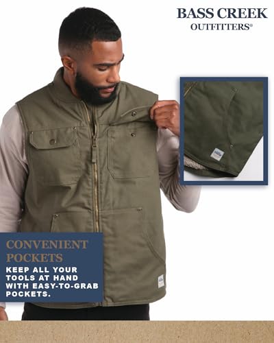 Bass Creek Outfitters Mens Duck Vest - Heavyweight Mens Vest Canvas Sherpa Lined Warm Work Vests (Sizes M-XXL)3