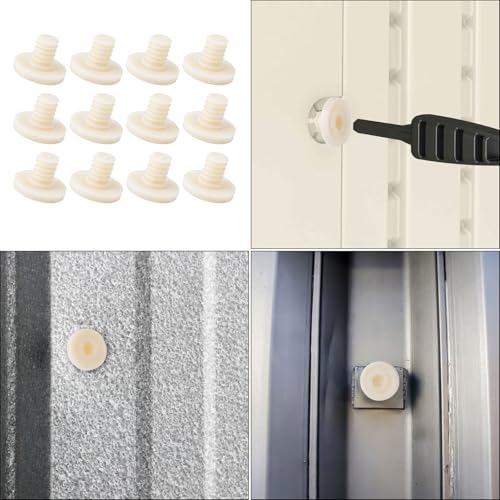Image of 12pcs Replacement Bolt Accessory, Plastic Easy Bolt Shed Shelf Kit Compatible Suncast Storage Shed Replacement Wall Screw Accessories Part(Off White)