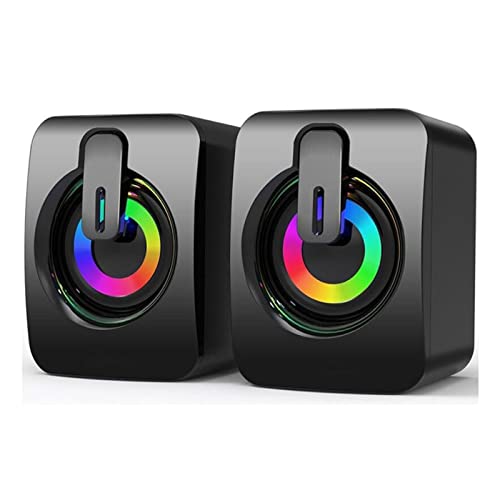 XusLFR USB Laptop Desktop Subwoofer Stereo PC Computer Gaming with RGB LED Light Small