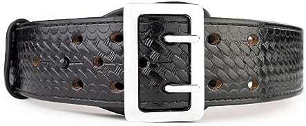 First Class Leather Sam Browne Police, Sheriff, and Security Leather-Lined, 2.25" Width Plain and Basketweave Duty Belt