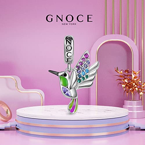 Image of GNOCE Owl Pendant Bead Charm With Bracelet S925 Sterling Silver Guarding You 18k Gold Plated Charm with CZ Fit for Bracelet /Necklace Charm Gifts for Animal Lover