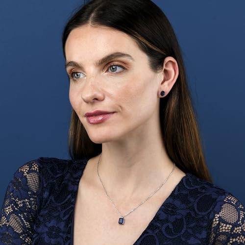 namana Silver or Gold Pendant Necklace for Women with a Solitaire Rectangle Stone, Dainty Necklaces for Women in 925 Sterling Silver with Emerald-Cut Colored or Clear Stones4