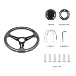 Carbon Fiber Grip Racing Steering Wheel 13.8”/350mm Flat Bottom 6 Bolts Gaming Steering Wheel with Aluminum Spokes and Carbon Fiber Horn Button - Image 5