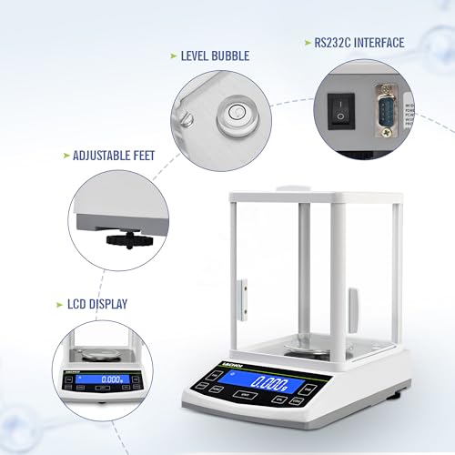 Image of Analytical Balance 200x1mg Lab Scale 0.001g Accuracy with Windshield | High Precision Scale 0.001g with RS232 Interface Laboratory Analytical Balance Jewelry Scale