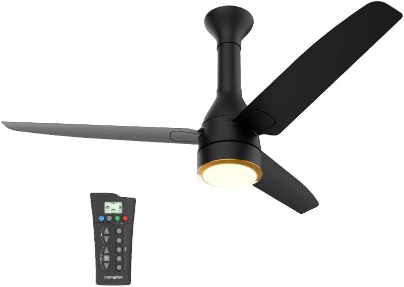 Crompton Energion Roverr Underlight 1200mm BLDC Ceiling Fan | Light Dimming Feature | Remote Control | 5 Years Warranty (Matte Black), Pack of 1