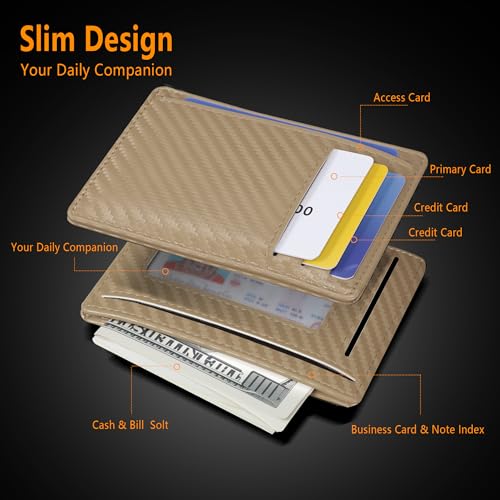 Image of Travelambo Slim Minimalist Wallet for Men, RFID Blocking Credit Card Holder, Front Pocket ID Card Case, Gifts for Men, Husband, Boyfriend, Teenage