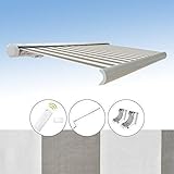 [page_title]-Four and More GmbH Markise elektrische Kassettenmarkise 3x2,5 m Gelenkarm Vollkassettenmarkise, Markisentuchfarbe:A2006 / Grau-Weiß