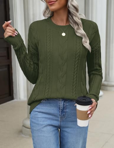 Zeagoo Women's Sweaters Trendy Basic Casual Crewneck Cable Knit Fall Tops - image 3