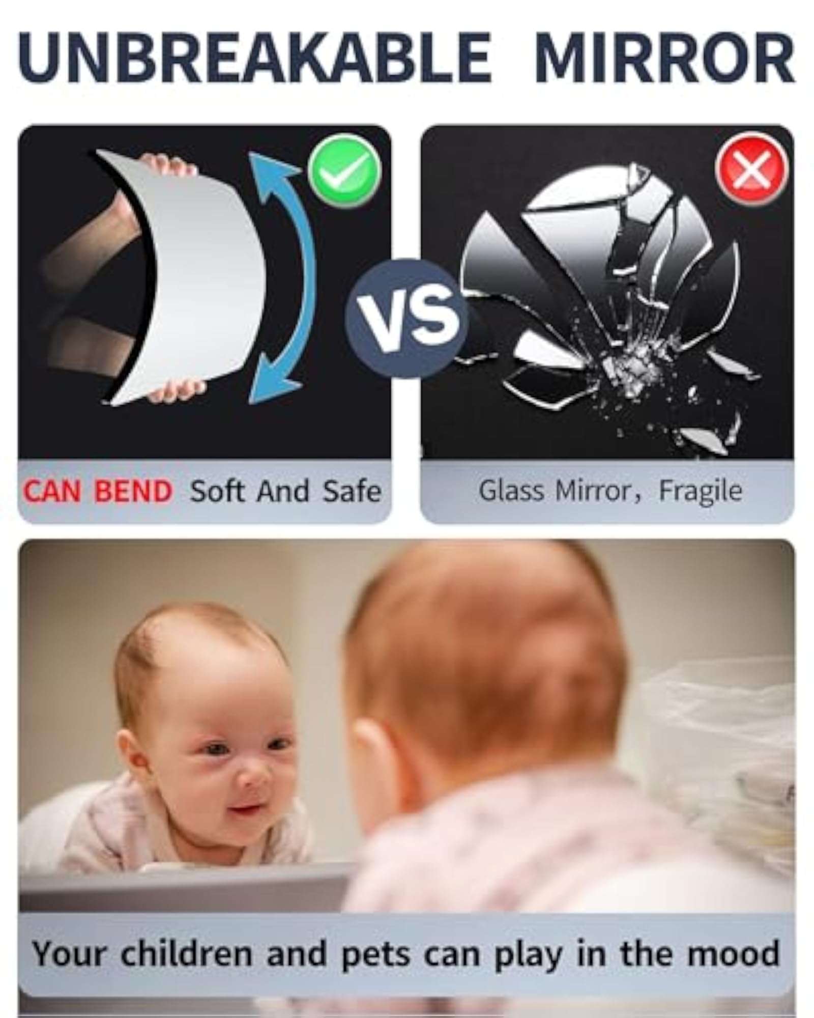 Shatterproof Kids Mirror - Unbreakable Wall Mirror