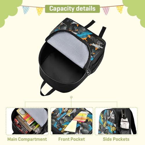 Sletend Toddler Monster Truck Waterproof Mini Backpack Boys/Girls Cute Small Kindergarten Pre School Bag (S) by Sletend - Used condition - Image 4