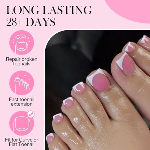 Image of Luckyfairy Square Toe Nail Tips, 504Pcs 15 Sizes Full Cover Press On Toenails for Women, Long Wider Pre-etched Double Matte Fake Toenails for Big Toe Nail Extensions Home DIY Salon Soak Off