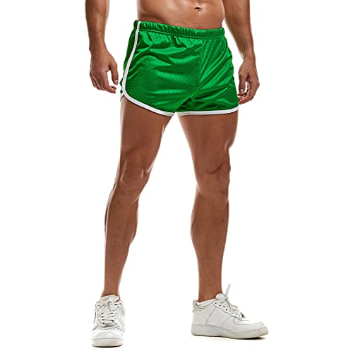 AIMPACT Herren Laufshorts Sporthose Fitness Kurz Hose Training Mesh Sport Muskeln Atmungsaktiv Shorts(Grün M)