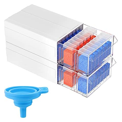 Shineyoo Diamond Painting Storage Boxes, 2 Set 70 Grids Transparent Bead Storage Box Stackable Craft Storage Drawers for Diamond Painting Accessories Beading DIY Craft Nail Art Rhinestones Cover