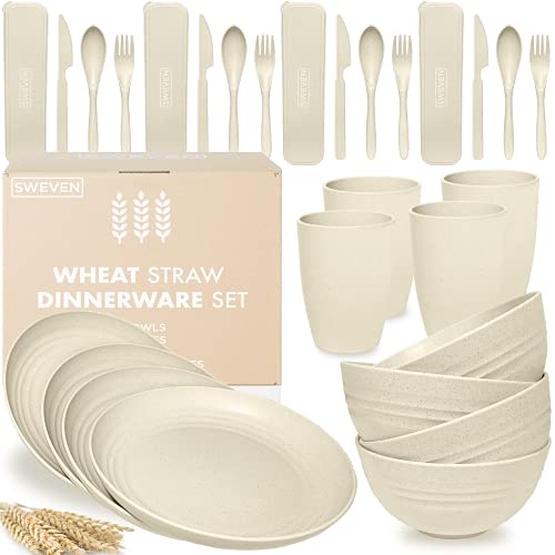 Wheat Straw Dinnerware Sets Unbreakable Dinnerware Sets Dishwasher Microwave Safe Dinnerware