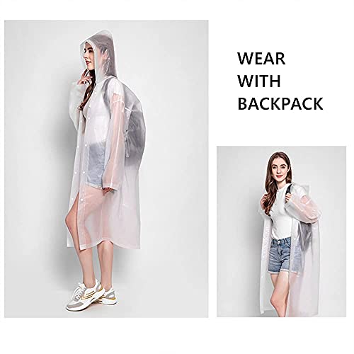 Image of Rain Poncho for Kids Boys Girls - 2 Pack Reusable Waterproof Rain Coat Jacket for Teen Disney, Clear Pink Yellow Blue Purple