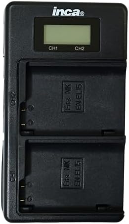 Inca INCD-SD018 Smart USB Twin Charger for Nikon EN-EL15 Compatible Models D500/D750/D850/Z 5/Z 6II/Z 7II, etc