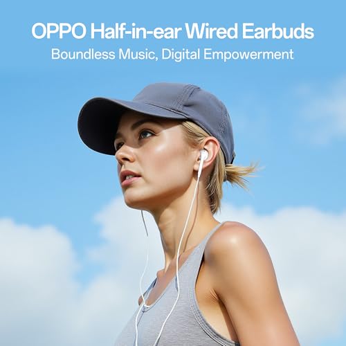 Image of Oppo Type-C Half-in-Ear Wired Earbuds,14.2mm Dynamic Coil, with Multi-Function Remote-MH136 (White)