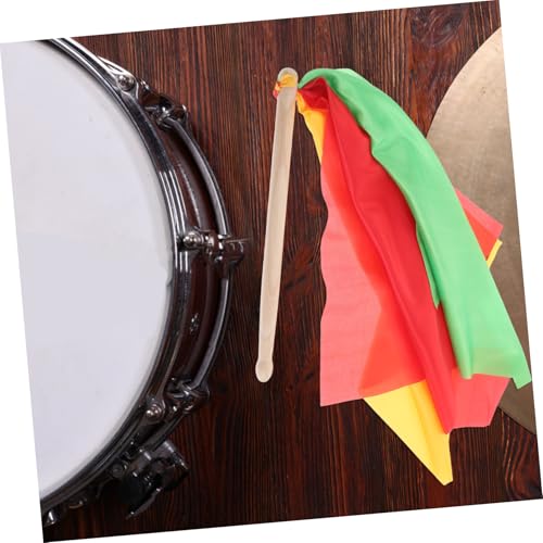Baquetas para tambor de cintura ibasenice, 1 par, con cintas coloridas, de madera, para niños y adultos, para danza rítmica y gimnasia miniatura 6
