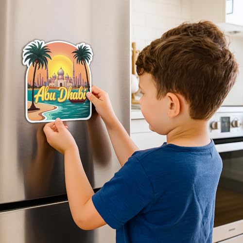 Image of Naxon Abu Dhabi Souvenir Wooden Fridge Magnet for Refrigerator | Travel Keepsake, Refrigerator & Kitchen Decor | Abu Dabhi Printed Stylish Magnet for Fridge Decoration | 3x3 Inch, Pack of 1