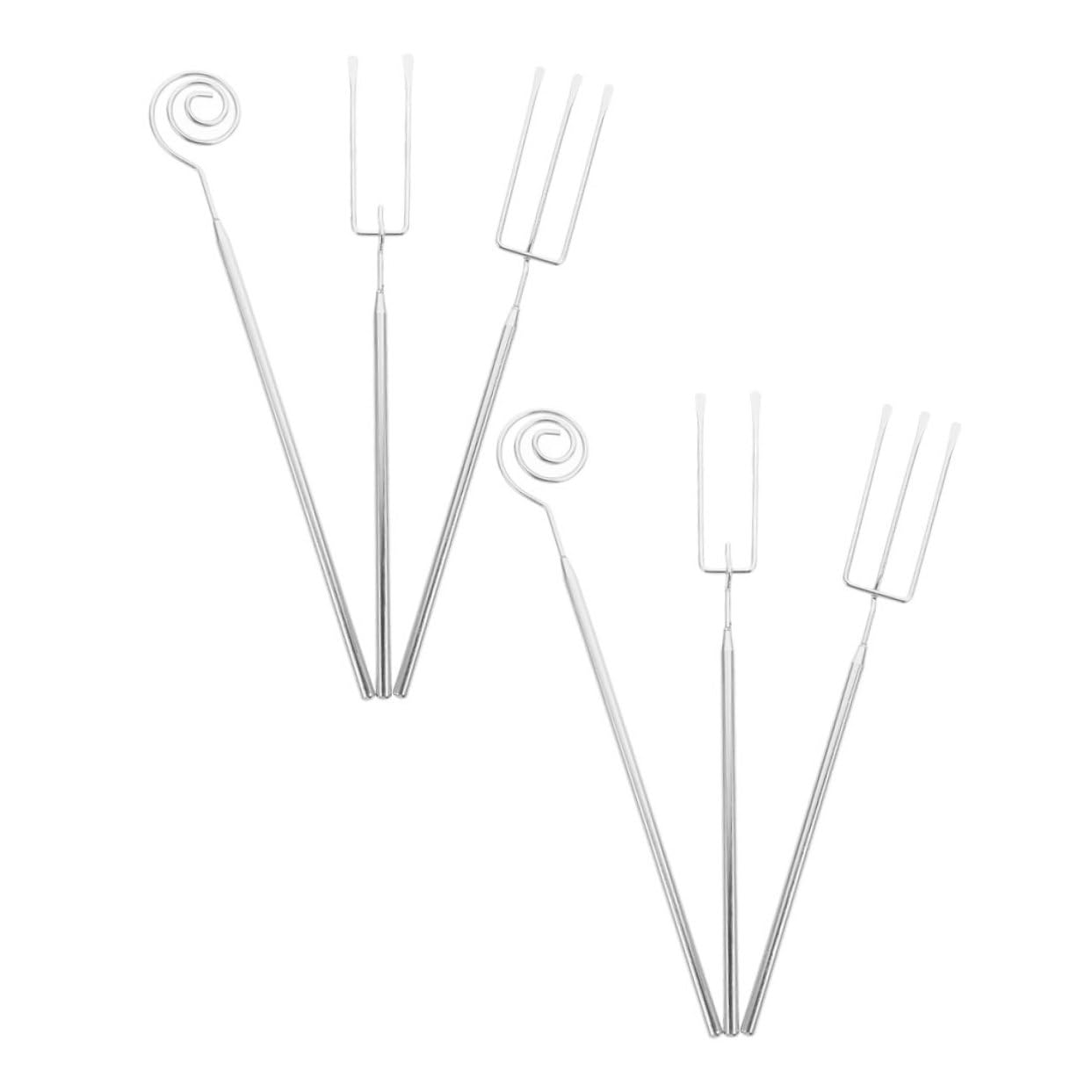 Cabilock 6Pcs Stainless Steel Fondue Forks Chocolate Dipping Tools with Long Handles for Safe Use Compatible with Induction Cookers and Gas Stoves for Cheese Marshmallows