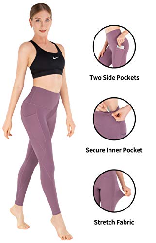 Leggings com bolsos para mulheres, leggings de treino com controle de barriga, calças de ioga de cin