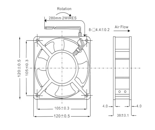 Ventilateur 120 mm 4715MS-20T-B5A pour boîtier industriel 200V CA