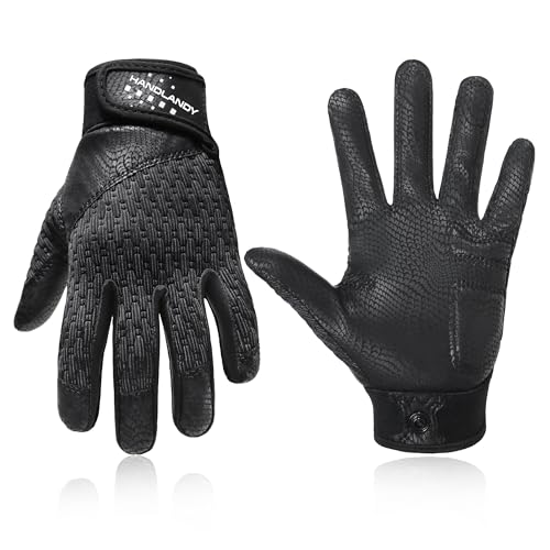 HANDLANDY Baseball Batting Gloves for Adult Youth, Grip Breathable Softball Batting Gloves Fit Men Kids Boys Girls Kids Small Raven Black-Kids