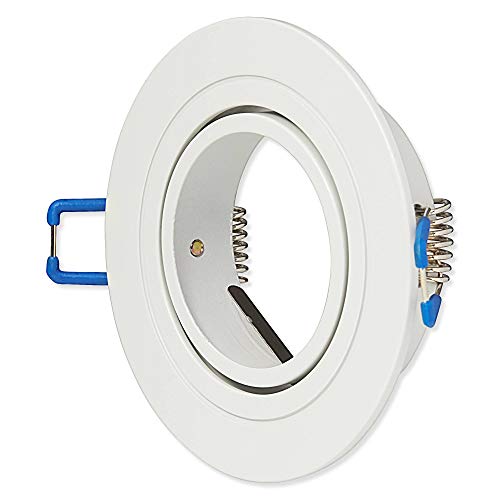Cadre pour spot encastrable rond blanc orientable plat - pour ampoules LED GU10 MR16 et halogènes - Spot encastrable Cover
