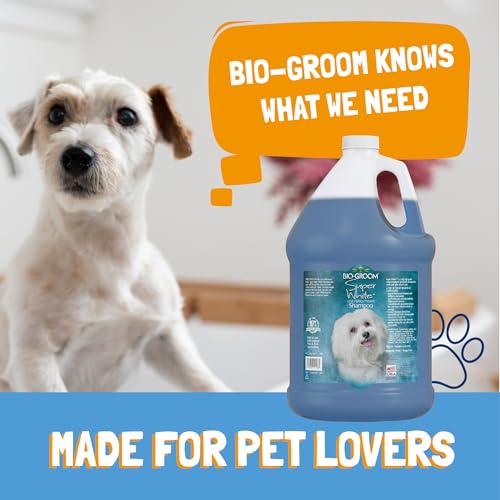 Image of Bio-Groom Super Whitening Dog Shampoo, Cruelty-Free, 1 Gallon Each, Pack of 2 | Silk Creme Rinse Conditioner, Dog & Pet Bathing Supplies, Hair Detangler, Puppy Wash, Grooming Supplies
