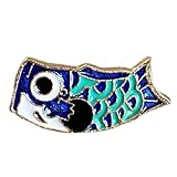 ピンバッジ 魚 鯉のぼり 青 ブローチ