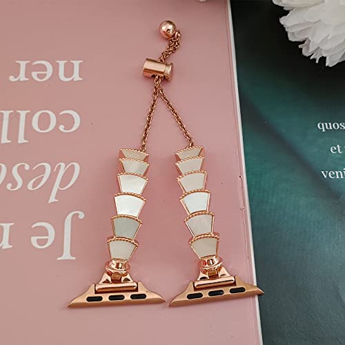 Kagerbends 42/44/45Mm Classy Rosegold Women Graceful White Real Seashell Smartwatch Bands For Apple Watch Series Se/8/7/6/5/4/3/2/1, Girl’s Rosegold Slim Adjustment Bracelet For Iwatch 8 Gift For Her #TOP1