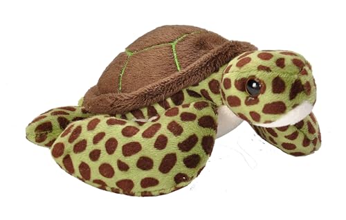 Wild Republic Pocketkins Eco Green Sea Turtle, Stuffed Animal, 5 Inches, Plush Toy, Made from Recycled Materials, Eco Friendly