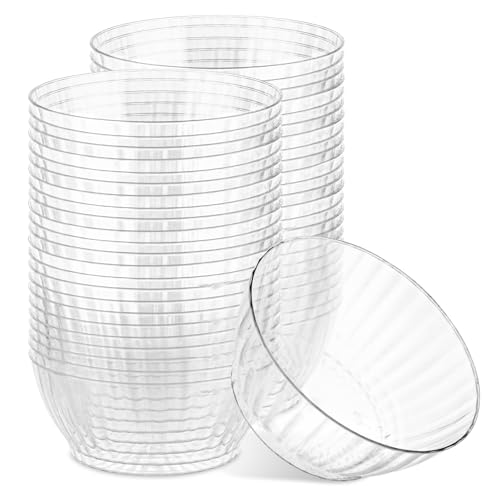 PLASTICPRO 50 Pack Small Plastic Bowls Crystal Like 6 oz Bowls Elegant Clear Plastic Bowls for Party and Occasions by PLASTICPRO - Used condition - CA$16.59