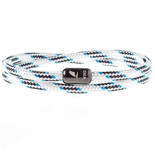 Wind Passion Durable Rope Cord Cuff White Bracelet with Magnetic Clasp for Men Women, XX-Large Size