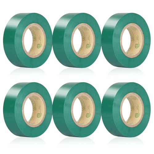 Image of Green Electrical Tape, UL Approved, Industrial Grade Vinyl Electrical Insulating Tape, Electric Tape for Improvement Electrical Equipment, 0.7in X 33ft (6 Pack)
